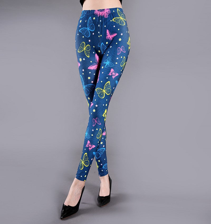 Spring And Summer Milk Silk Printed Leggings For Women