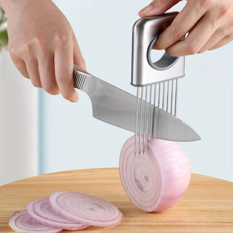 Onion Slicer Holder, Onion Holder For Slicing, 304 Stainless Steel Onion Slicer Cutter, Lemon Holder Slicer, Creative Onion Slicer Holder, Onion Slicer Cutter For Steak Tendons, Household Gadget, Kitc