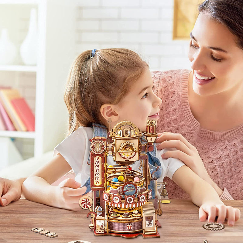 Robotime ROKR Marble Chocolate Factory 3D Wooden c Assembly Model Building Toys For Children Kids Birthday Gift