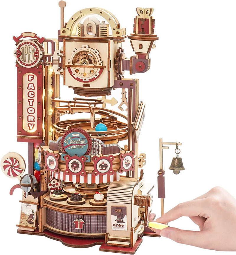 Robotime ROKR Marble Chocolate Factory 3D Wooden c Assembly Model Building Toys For Children Kids Birthday Gift