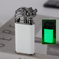 Creative Blue Flame Lighter Dolphin Dragon Tiger Double Fire Metal Winproof Lighter Inflatable Lighter