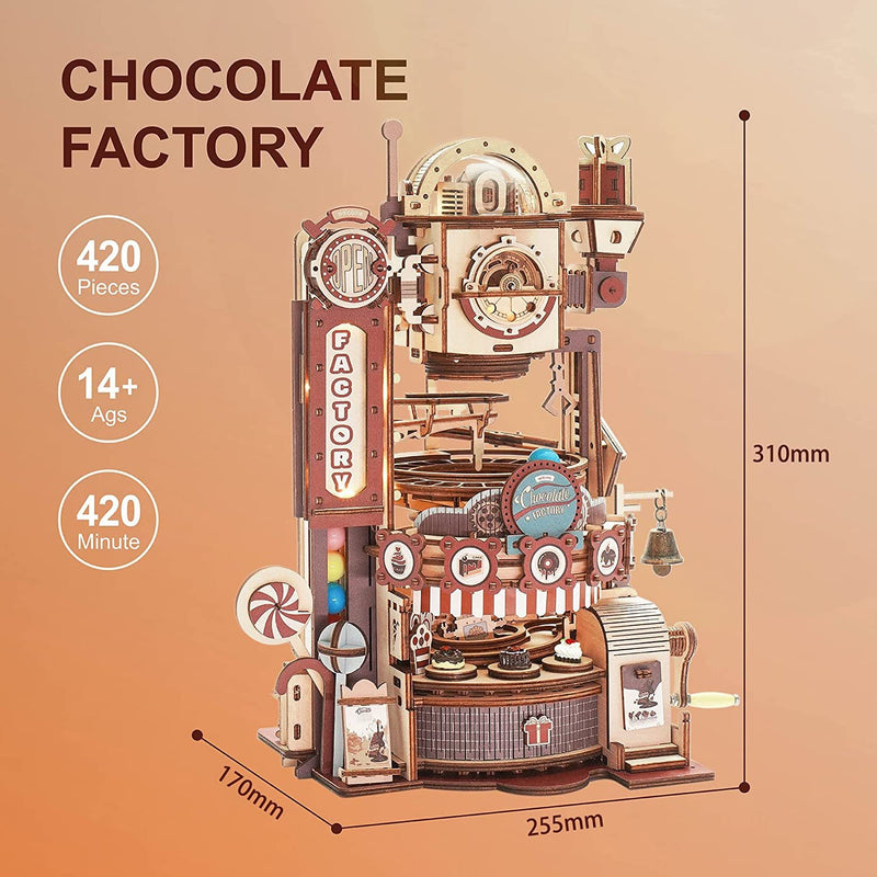 Robotime ROKR Marble Chocolate Factory 3D Wooden c Assembly Model Building Toys For Children Kids Birthday Gift